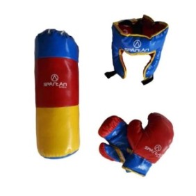 Set boxe per bambini, composto da sacco da boxe, casco e guanti 8 OZ, misura universale, Multicolor