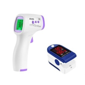 SET Pulsossimetro + Termometro a mento, per la misurazione dell'ossigeno nel sangue e della temperatura corporea, multicolore