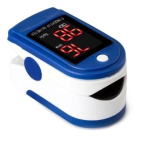 Saturimetro con display OLED, Telemag, Indica il livello di saturazione di ossigeno nel sangue, misura la frequenza cardiaca, blu