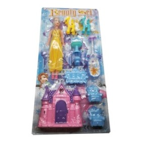 Set per bambina, castello, bambola, due pony e accessori, 12 pezzi