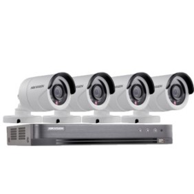 Sistema di sorveglianza Hikvision 4 telecamere esterne PoC, 2MP Full HD 1080P, IR 20M
