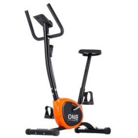 Cyclette One Fitness RW3011, meccanica, peso massimo utilizzatore 100 kg, nero/arancione