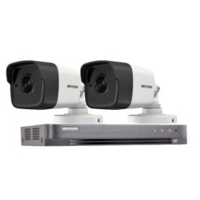 Sistema di sorveglianza Hikvision 2 telecamere esterne PoC 5MP(2K+), IR 80M