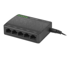 Switch Lanberg 41567, con 5 porte Fast Ethernet RJ-45 10/100 Mbit/s, 5V, raffreddamento passivo, nero