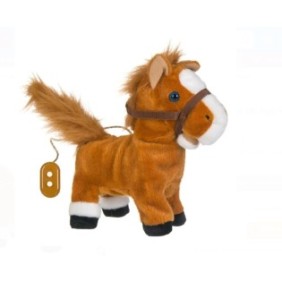 Cavallo interattivo con telecomando con movimento sonoro, 29x111x24 cm, colore marrone, +3 anni