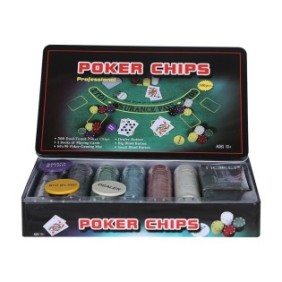 Set da poker in scatola di metallo DAR, 300 fiches, 33 x 19 x 4 cm, Multicolor