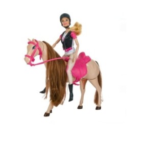 Cavallo con bambola Eventteam, ostacoli inclusi, accessori per cavallo