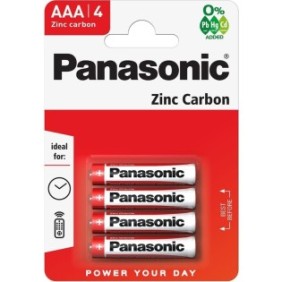 Batterie zinco-carbone Panasonic AAA, 4 pz