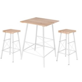 Set tavolo con 2 sedie, GAUGE CONCEPT, in truciolare melaminico, naturale/bianco