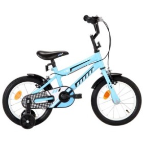 Bicicletta per bambini, con ruote ausiliarie, vidaXL, Acciaio, Ruota da 14 pollici, 48 - 51,5 cm, Blu