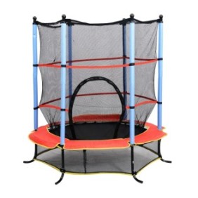 Trampolino elastico Homcom con rete di sicurezza, 140 cm, Acciaio/PP/Poliestere, Nero/Multicolore