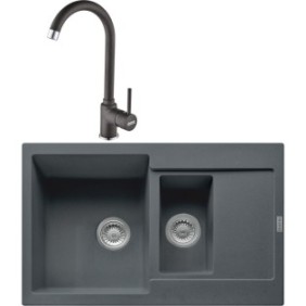 Pacchetto lavello in fragranite Franke MRG 651-78 + rubinetto Pola 1.0, cartuccia ceramica, Grafite
