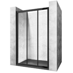 Porta doccia scorrevole, 90x190 cm, 3 elementi, trattamento Nano, vetro di sicurezza, 4 mm, EGO-Alex Black