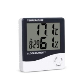 Termometro digitale EDAR con igrometro, orologio, sveglia, calendario, per ufficio, batteria inclusa