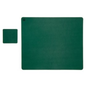 Set tappetino per mouse e 1 portabicchieri Flexi L, in pelle PU, con due lati, per la protezione dell'ufficio, UNIKA verde/beige