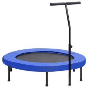 Trampolino fitness con maniglia e bordo di sicurezza, vidaXL, Acciaio, 122 cm, Nero/Blu