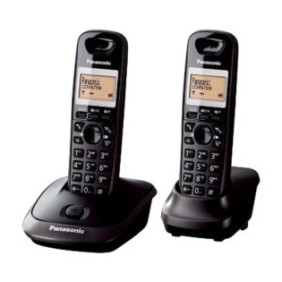 Telefono cordless Panasonic DECT Twin KX-TG2512FXT, 2 ricevitori, ID chiamante, Nero