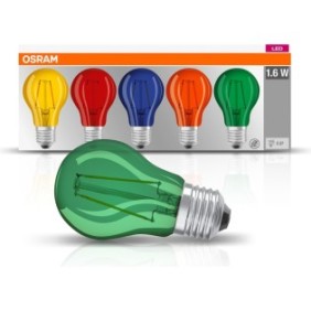 Confezione da 5 lampadine LED colorate OSRAM Star CL A, E27, 2,5W (15W), temperatura luce calda (2700 K), classe energetica F