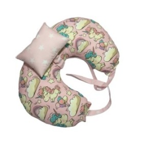Cuscino da allattamento Unicorno, fatto a mano, LinArt Atelier, multicolore, 60 x 42 cm