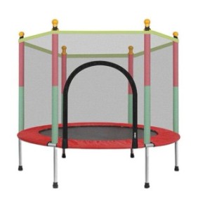Trampolino per bambini, interno ed esterno, 122x140 cm, rete protettiva