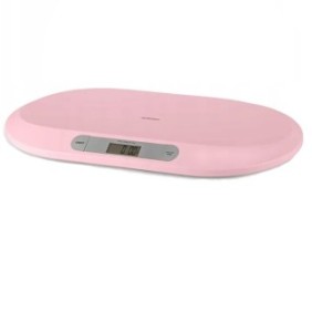 Bilancia pesaneonati, forma ergonomica, display LCD, 3 unità di misura, rosa, peso massimo 20 kg, 54,5 x 32 cm