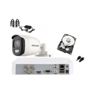 Kit di sorveglianza con una telecamera, colorvu, illuminatore led bianco Hikvision 5.0 mp 20 M