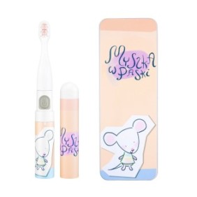 VITAMMY Smile Minimini+ spazzolino elettrico, per bambini 3+, scatola da viaggio, animazione con mouse, colore pesca, TB8041M