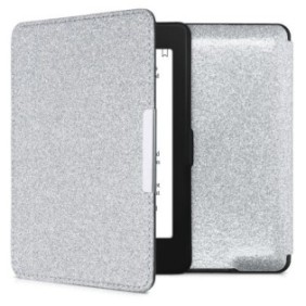 Cover per Kindle Paperwhite 7, Pelle ecologica, Argento, Kwmobile, 45569.40