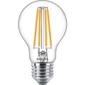 Lampadina LED decorativa Philips Vintage, 10W, Nuova A60, Trasparente, Luce calda 2700K, 1521lm, E27