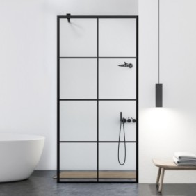 Parete doccia walk-in Aqua Class ® Black, modello Mode nero, vetro trasparente, fissata, 120x195 cm