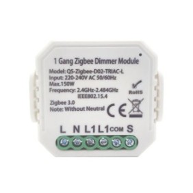 Smart Switch, Zigbee 3.0, modello QS-Zigbee-D02-TRIAC-2C-L, 46 x 46 x 18 mm, bianco