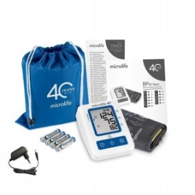 Sfigmomanometro elettronico, Microlife, Adattatore/batteria inclusa, Bianco/Blu