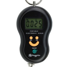 Bilancia manuale digitale portatile KlaussTech, pulsanti di controllo, ABS, peso massimo 40 Kg, nera