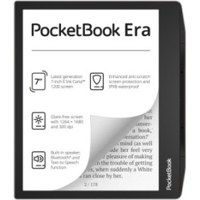 Lettore eBook PocketBook Era, touch screen 7", E Ink Carta, 300 dpi, Bluetooth, SMARTlight, IPX8, 16 GB, silver