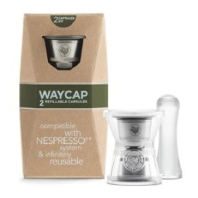 Set di 2 capsule ricaricabili con dispenser e filtri per Nespresso, WayCap