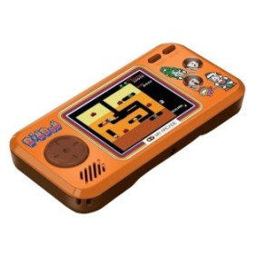 Console di gioco portatile retrò MyArcade, Dig Dug Pocket Player, 3 giochi, display a colori da 2,75", design compatto, altoparlante integrato, porta jack da 3,5 mm, arancione