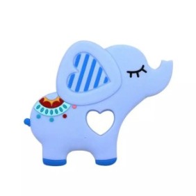 Giocattolo da dentizione Babynio, in silicone alimentare per neonati, a forma di elefante, blu