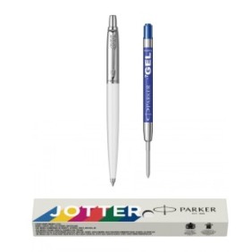 Set penne Parker Jotter Standard bianche + ricarica gel blu