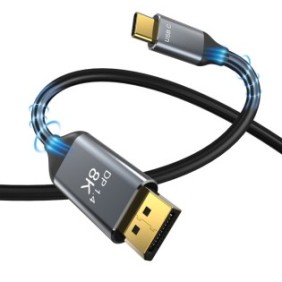 Cavo video da USB-C a DisplayPort, NUODWELL, 8K 60Hz/5K 120Hz/4K 144Hz, 1,8 m, compatibile con MacBook, Nero