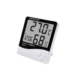 Termometro Igrometro Orologio digitale, Stazione meteorologica con fotocamera, Schermo LCD, Bianco