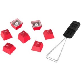 Kit tastiera gaming HyperX Pudding White PBT, layout USA, rosso