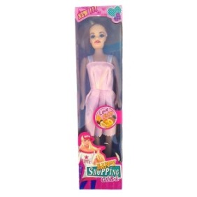Bambola in plastica "Happy Shopping Girl", rosa chiaro, 7x29 cm