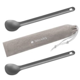 Set di 2 cucchiai in titanio con manico lungo per campeggio Navaris, 21,5 cm, 52986.04