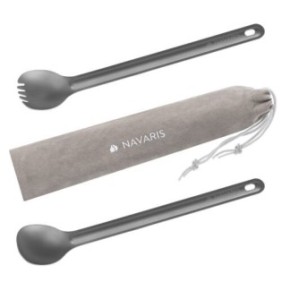 Set forchetta e cucchiaio Navaris in titanio con manico lungo, 21,5 cm, 52986.05