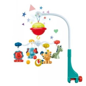 Giostra Musicale Regalo per culla, telecomando, proiettore, musica e luci, giochi removibili per bambini, +0 mesi, Multicolor