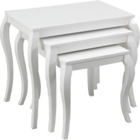 Set di 3 tavolini, Koza, MDF, bianco, 45x45 / 40x40 / 35x35 cm
