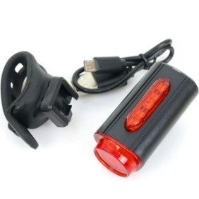 Luce posteriore per bicicletta, LED, USB, luce rossa, nera