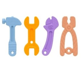 Set di giocattoli da dentizione, in silicone, per neonati, kit attrezzi, 4 pezzi, Empria