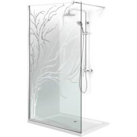 Parete doccia walk-in Aqua Roy ® INOX, modello Tree incolore, vetro trasparente 8 mm, fissata, 90x195 cm
