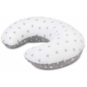 Cuscino da allattamento Jukki, cotone, 60x40x15 cm, grigio/bianco